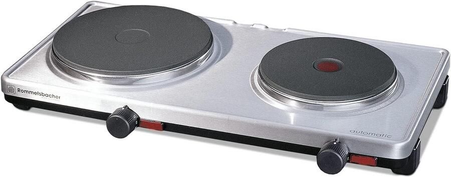 Dubbele kookplaat met twee pitten en roestvrijstalen behuizing