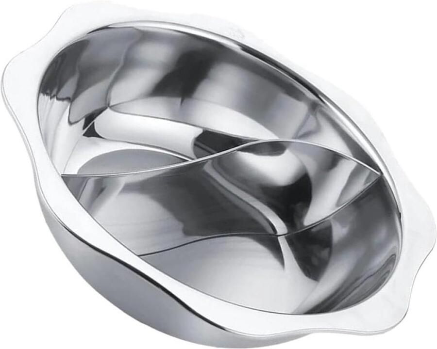 Dubbele Kookzone Hot Pot Roestvrijstalen Pan Gezellig Eten Voedselveilig Roestvrij Staal 35 cm Zilver