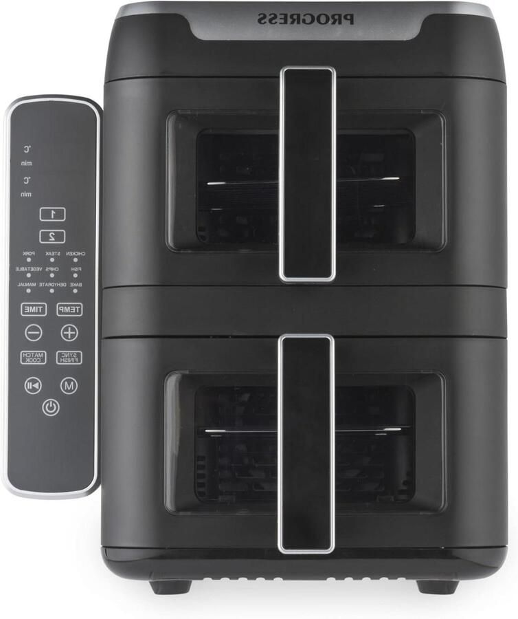 Dubbele Lade Airfryer Verticale Airfryer Maaltijden Bereiden Koken op 4 Niveaus 9L Capaciteit Zwart