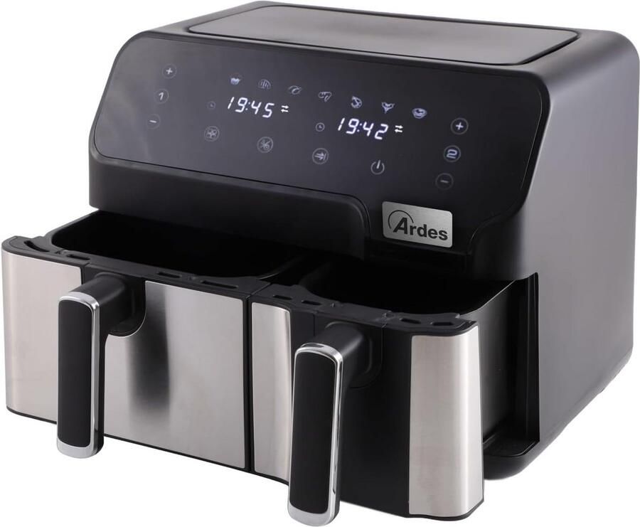 Dubbele Luchtfriteuse met 9 Liter Capaciteit en Digitale Touch Bediening