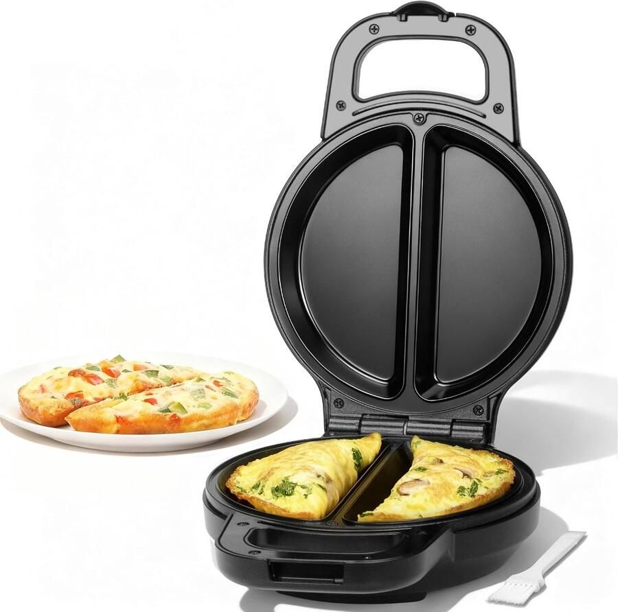 Dubbele Omeletmaker Frittata Snackmaker Snelle Maaltijden Antiaanbaklaag 2x 6.5 Inch Grafiet