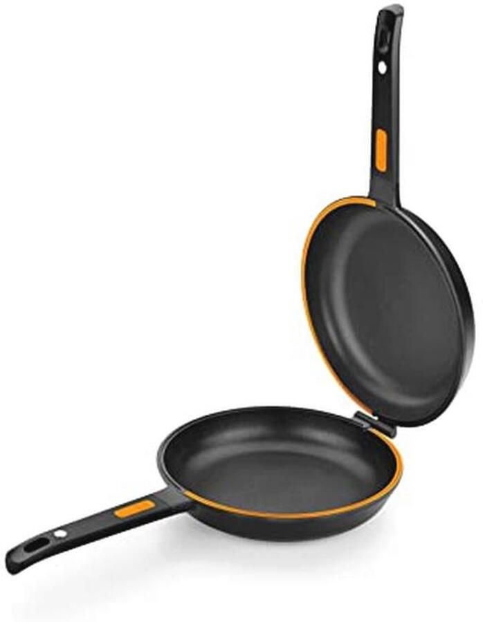 Dubbele pan 20 cm voor omeletten Gegoten aluminium met antiaanbaklaag Geschikt voor inductie en alle fornuizen