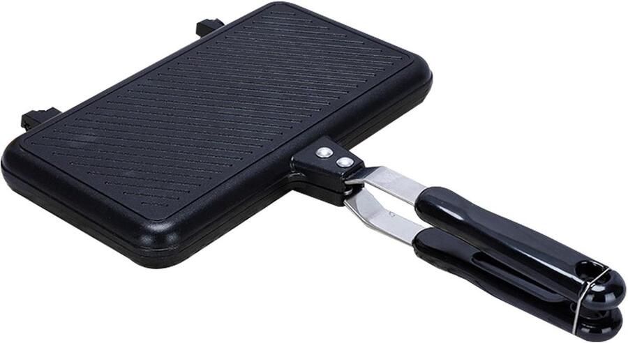 Dubbele Pan Sandwich Maker Ontbijt Maken Antiaanbaklaag 24x3x35.5 cm Zwart