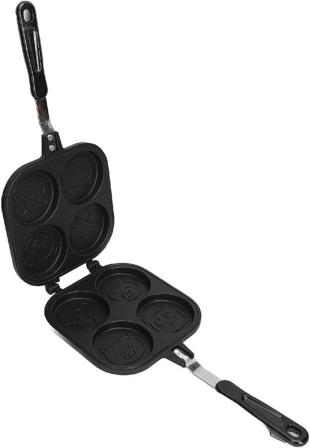 Dubbele Pannenkoekenpan Sandwichpan Wafelbrood Buiten Koken Antiaanbaklaag 40x18.5 cm Zwart