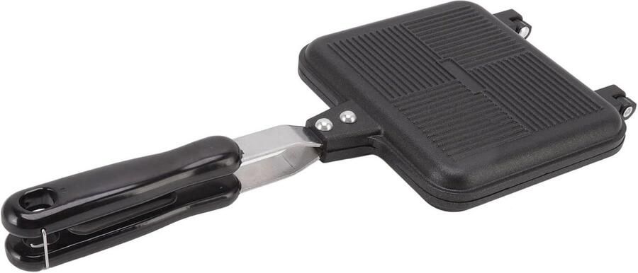 Dubbele Pie Maker Sandwichijzer Koken op Kampvuur Antiaanbaklaag 35x15cm Zwart