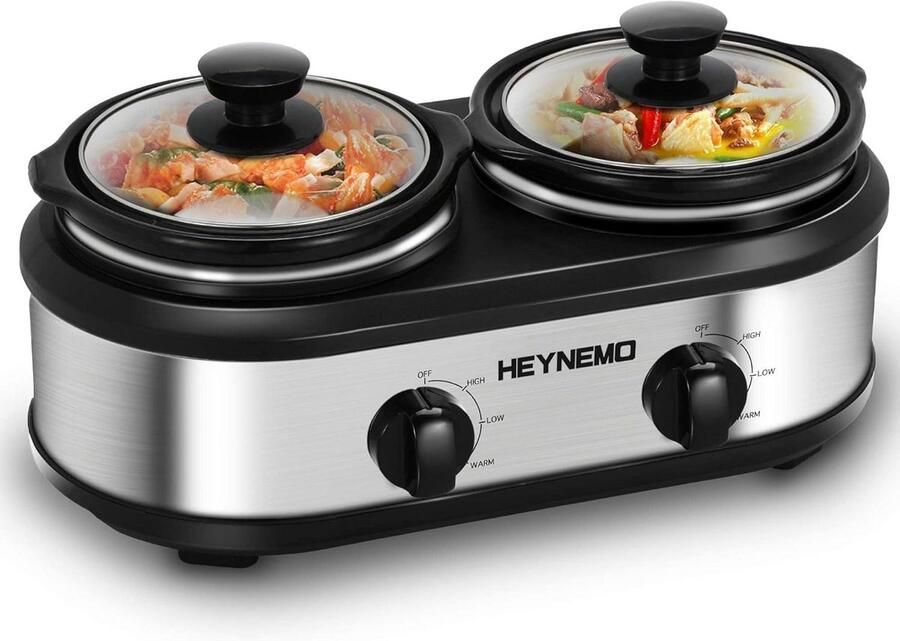 Dubbele Slowcooker Warmer Buffet Gerechten Warm Houden Twee Regelbare Knoppen 2 x 125 Liter Roestvrij Staal