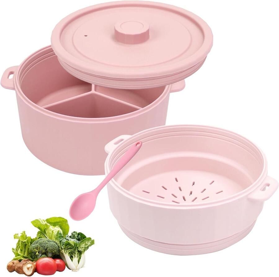 Dubbele Stoompan Magnetron Container Snel Gerechten Stomen Twee Kookzones 188 x 125 cm Roze