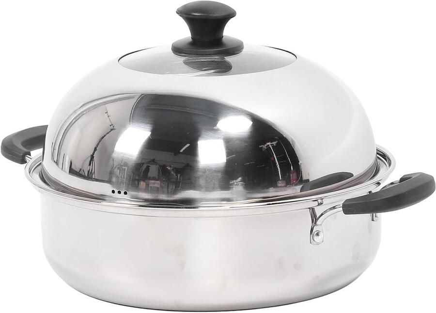 Dubbele Stoompan Roestvrij staal Gezond Koken Gelijkmatige Warmte 32cm Diameter