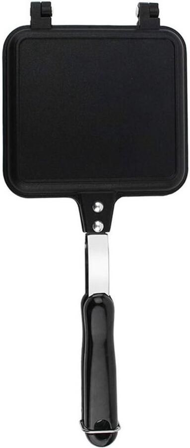 Dubbele Wafelmaker Koekenpan Bakplaat Snel Ontbijt Non-stick Coating 41 x 20 cm Zwart