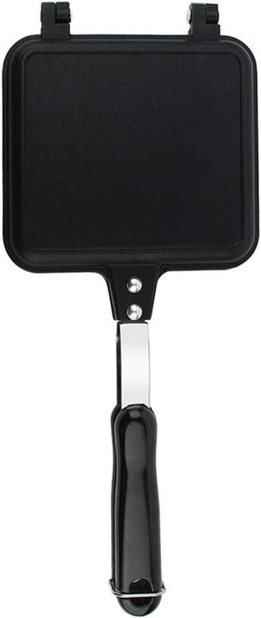 Dubbele Wafelmaker Koekenpan Bakplaat Snel Ontbijt Non-stick Coating 41 x 20 cm Zwart