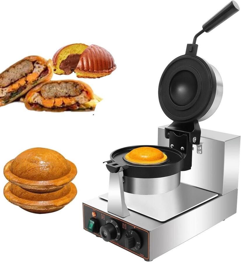 Dubbele Wafelpers Panini Grill Lekker Eten Dubbelzijdig Verwarmen 50x39x30 cm Zilver