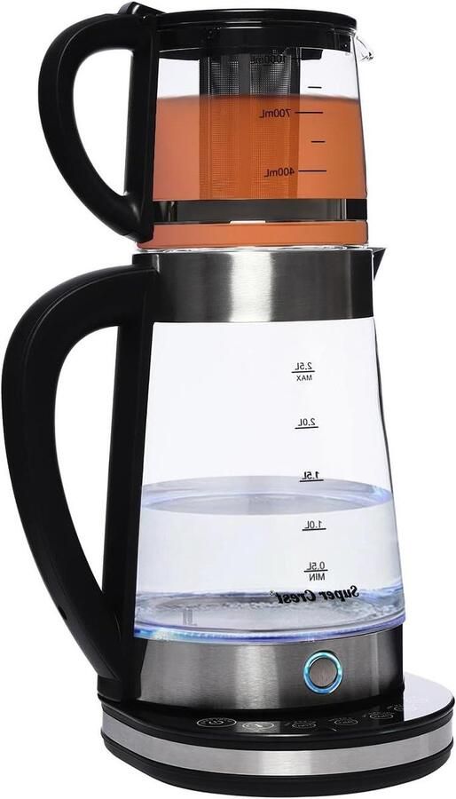 Glazen waterkoker Theemachine set Dranken bereiden Dubbele ketel ontwerp 25 liter capaciteit Zwart en helder