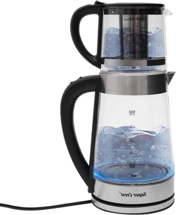 Elektrische Waterkoker Theepot Heetwaterdispenser Snel Water Koken Dubbele Capaciteit 3.5 Liter Zilver Zwart