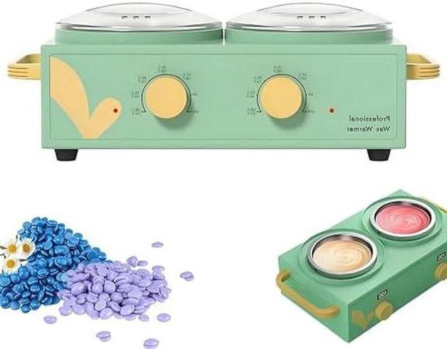 Dubbele Wax Verwarmer Hete Wax Machine Ontharen Thuis Dubbele Ovens 1000ml Wit