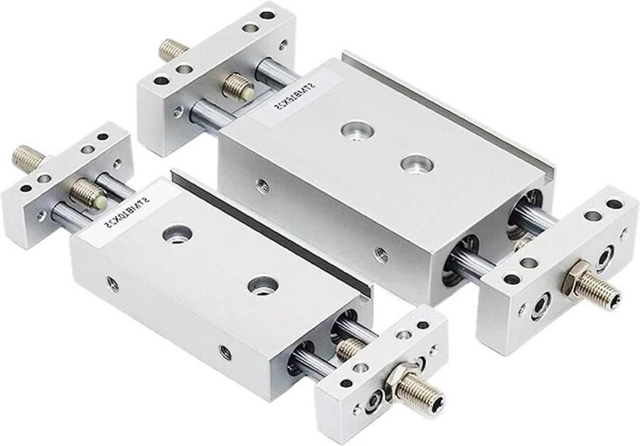 Perslucht Cilinder Dubbele Zuigerstang Industriële Automatisering Verstelbare Slag 25mm Boring Zilverkleurig