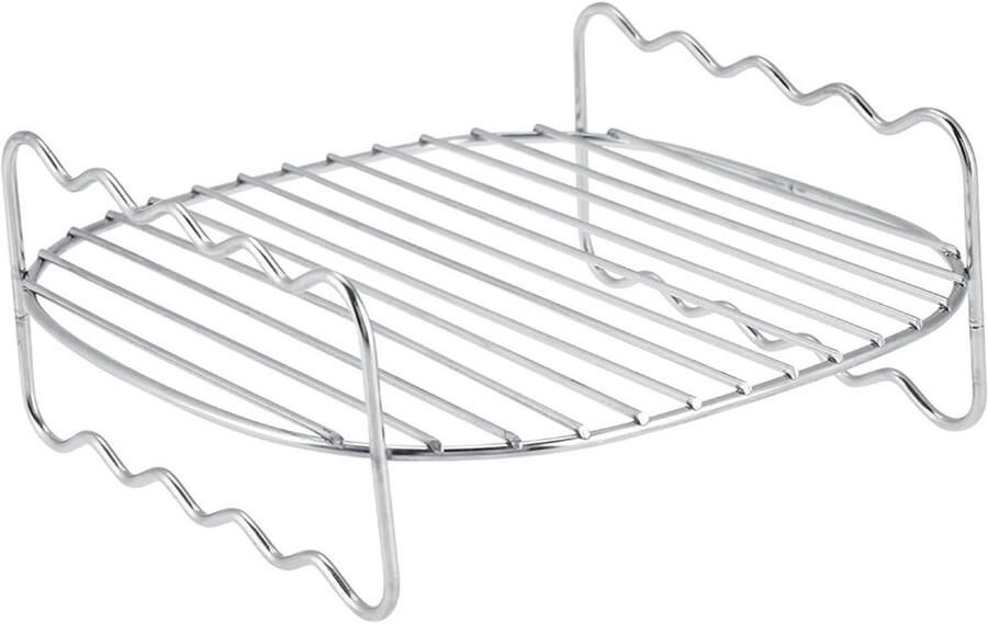 Dubbellaags BBQ-rek Spiesjesplaat Bakplaat Barbecueën en Braden Antiaanbaklaag Vaatwasmachinebestendig 18 x 18 x 8 cm Zilver