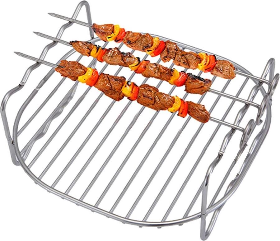 Dubbellaags RVS Airfryer Rack Accessoire voor 6 7 en 8 Inch Heteluchtfriteuses