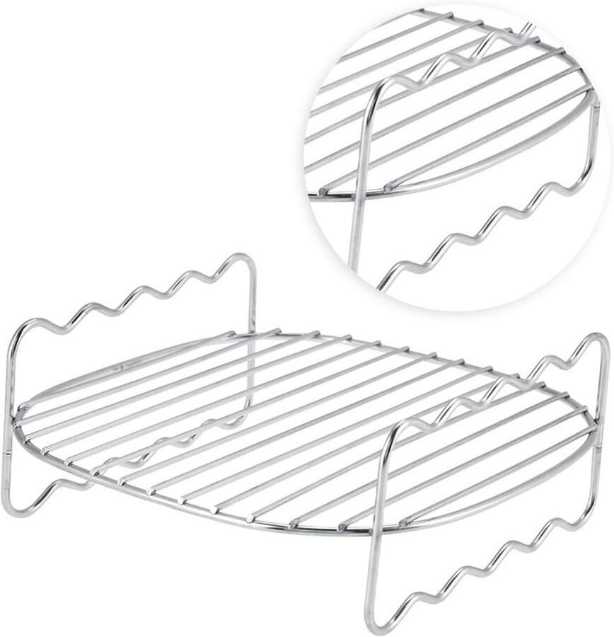 Dubbellaags Rvs Bakrek voor Airfryer met Spiesjes