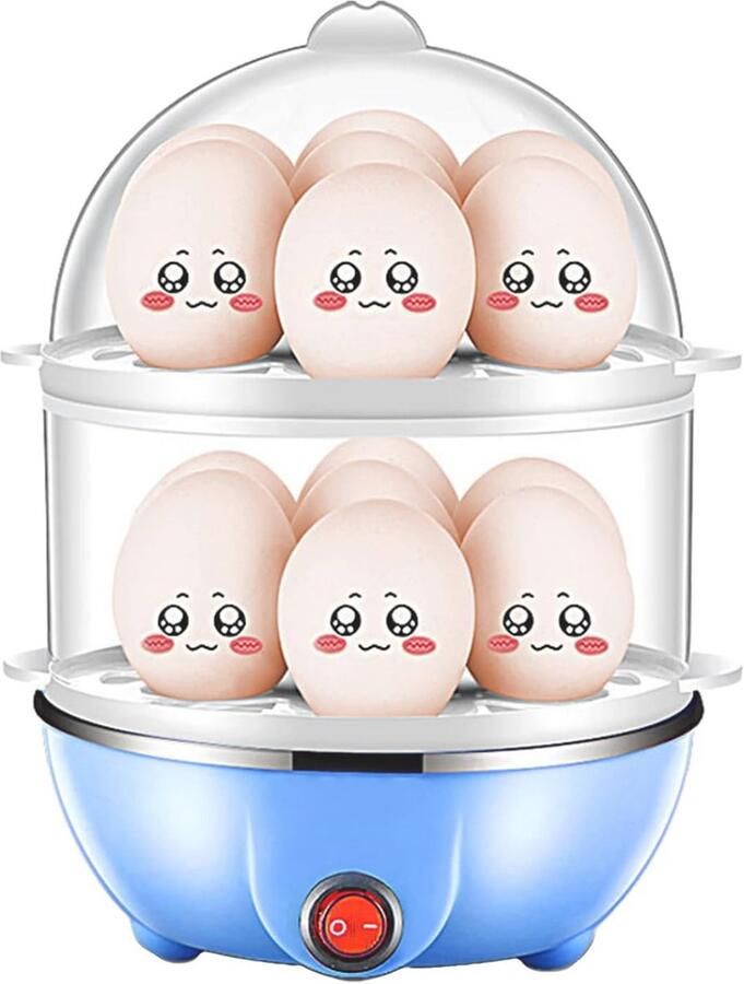 Dubbellaagse eierkoker met 14 eieren capaciteit elektrische hardgekookte eierkoker met stoomfunctie