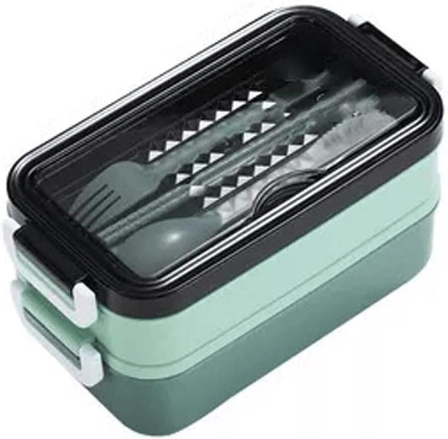 Dubbellaagse lunchbox Isolatie trommel Warm eten bewaren Magnetronverwarmbaar 1100ml capaciteit Blauw
