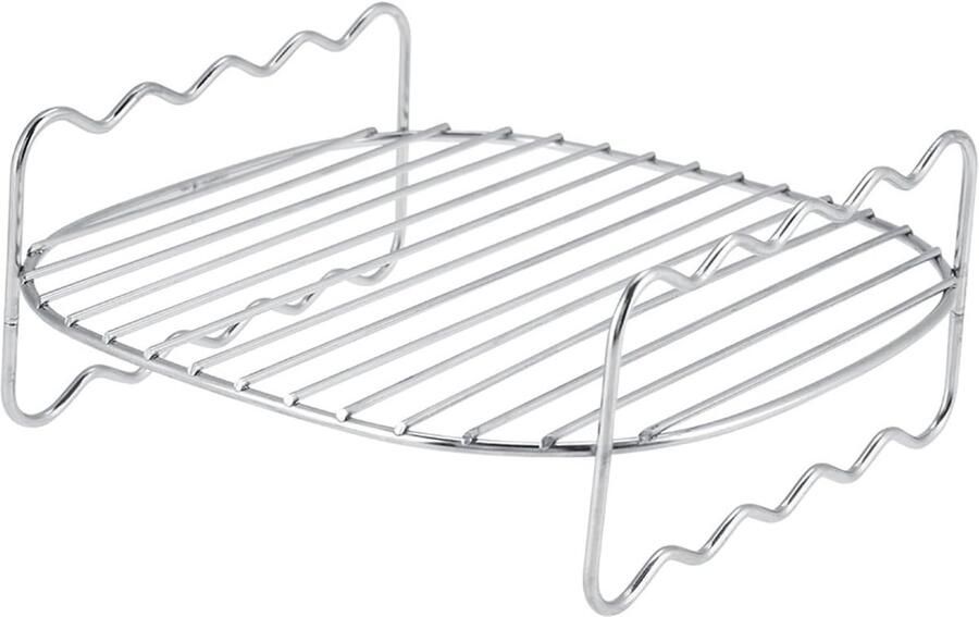 Dubbellaagse Spiesjes Bakplaat BBQ Grillrek Efficiënt Koken Roestvrij Staal 16.7 x 16.5 x 7 cm Zilver