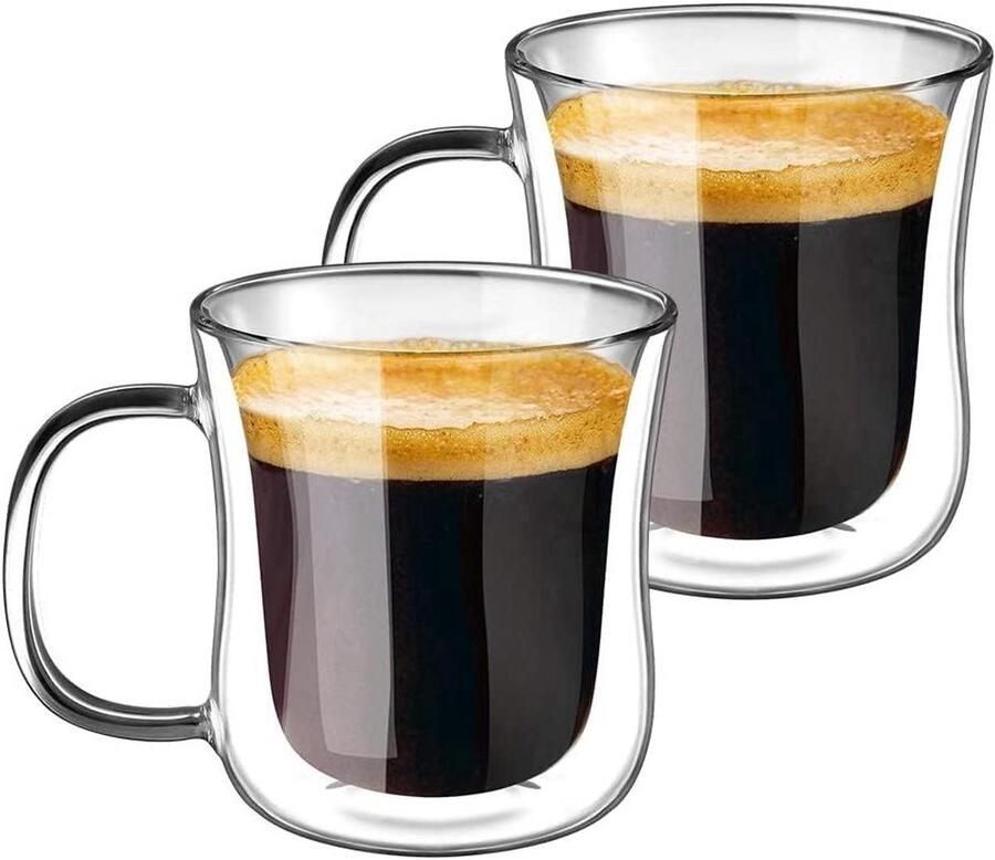 Dubbelwandige Glazen Bekers voor Espresso en Thee Set van 2 Borosilicaat Glas 120 ml