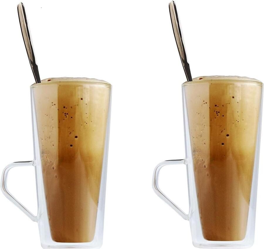Dubbelwandige glazen frappé latte 2 x 320 ml thermische koffieglazen met zwevend effect duurzame koffieglazen