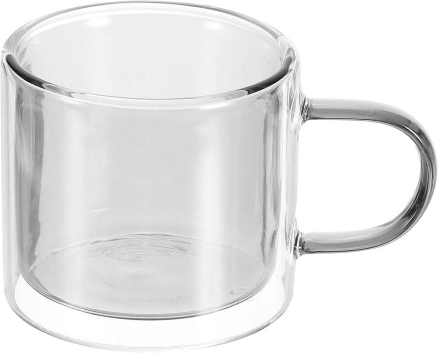 Dubbelwandige glazen koffiekopjes glazen theekopjes met brede handgrepen voor espresso cappuccino theezakjes latte warme en koude dranken sap grijs