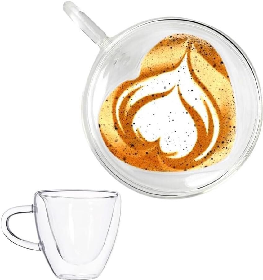 Dubbelwandige latte macchiatglas borosilicaatglas koffiekopjes set koffiekopjes koffieglazen theeglazen voor cappuccino latte thee ijsthee melk sap bier 250 ml