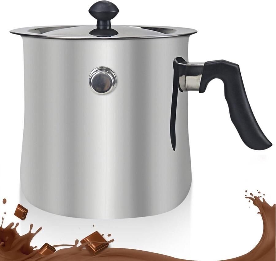 Dubbelwandige Melkpan met Deksel RVS Kookpan voor Smelten en Verwarmen