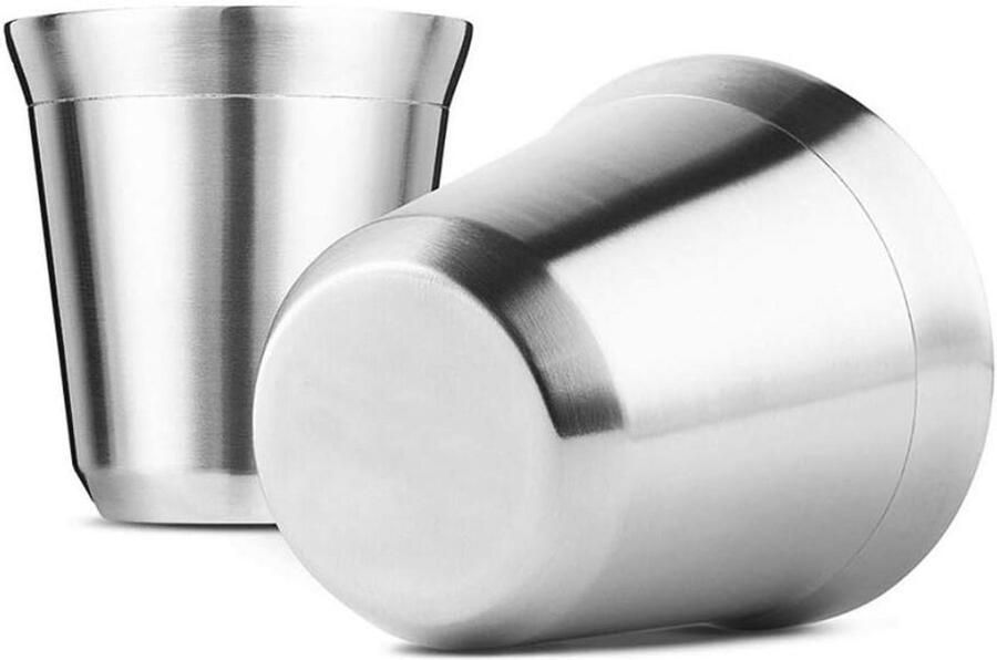 Dubbelwandige Roestvrijstalen Espresso Kopjes Set van 2 Vaatwasmachinebestendig en Isoleerfunctie