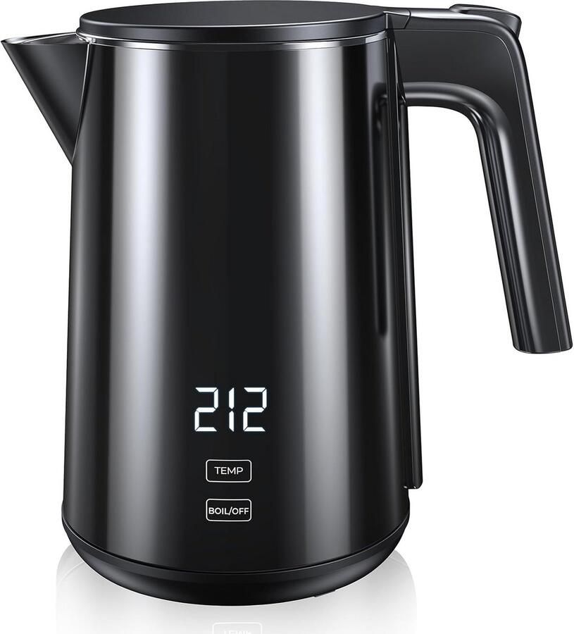 Dubbelwandige Waterkoker RVS met Temperatuurregeling 1.0L