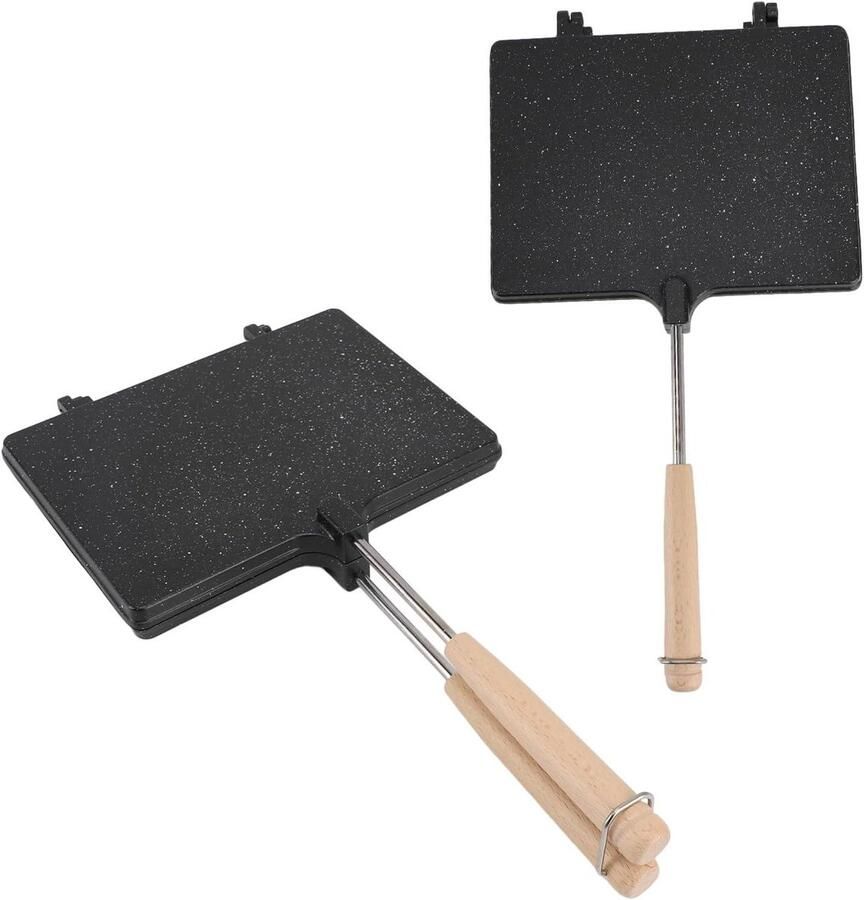 Dubbelzijdig Hand Toaster Brood Maker Snel Ontbijt Anti-aanbaklaag 27x23x5 cm Zwart