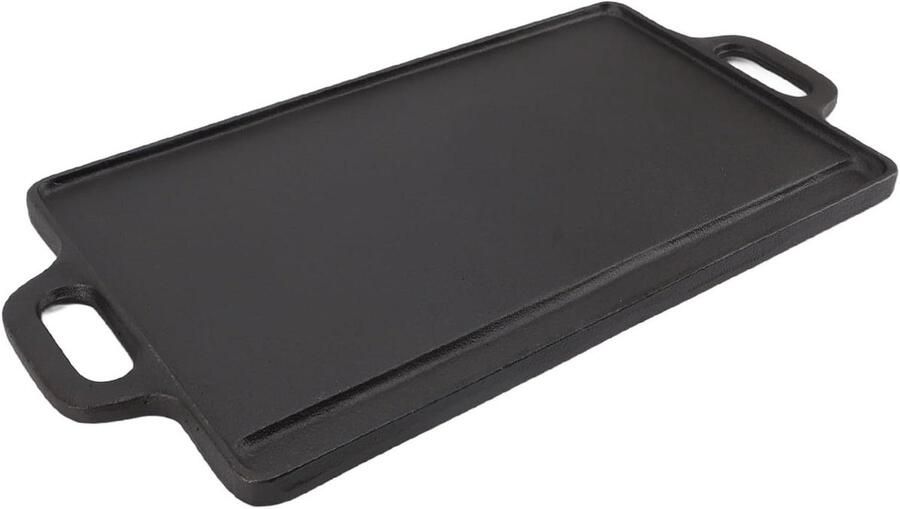 Dubbelzijdige Bakplaat Omkeerbare Grill Buiten Koken Gelijkmatige Verwarming 50 x 70 cm Zwart
