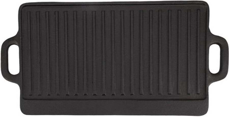 Dubbelzijdige bakplaat Omkeerbare grillplaat Buiten koken Snelle gelijkmatige verwarming 46 x 25 cm Zwart