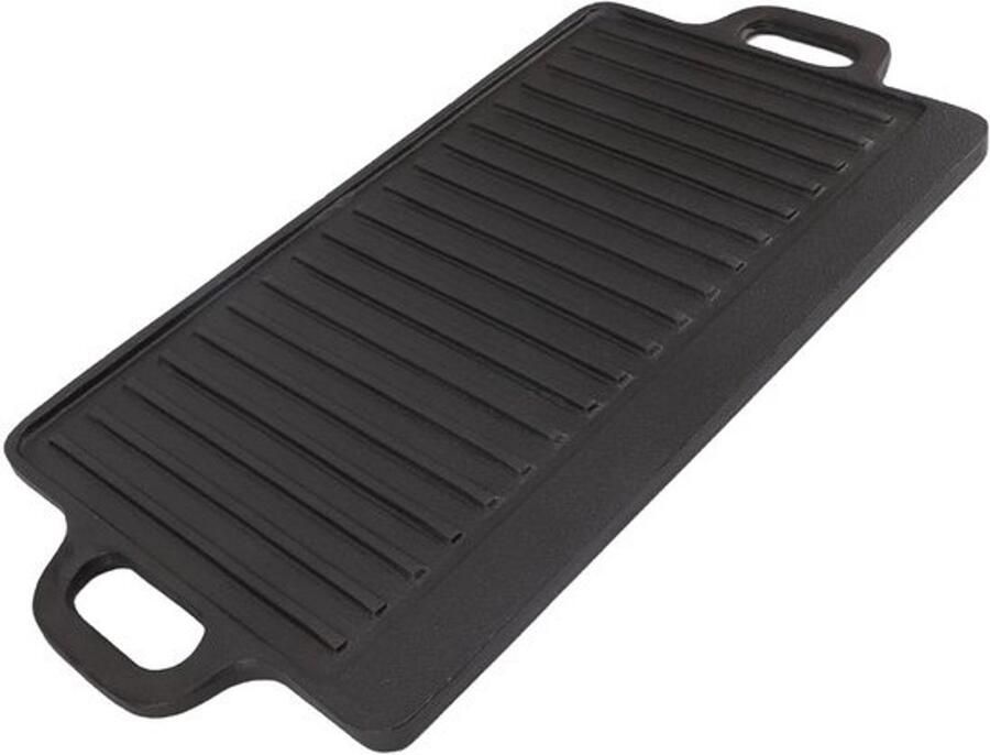 Dubbelzijdige bakplaat Omkeerbare grillplaat Koken op fornuis Snelle gelijkmatige verwarming 46 x 25 cm Zwart