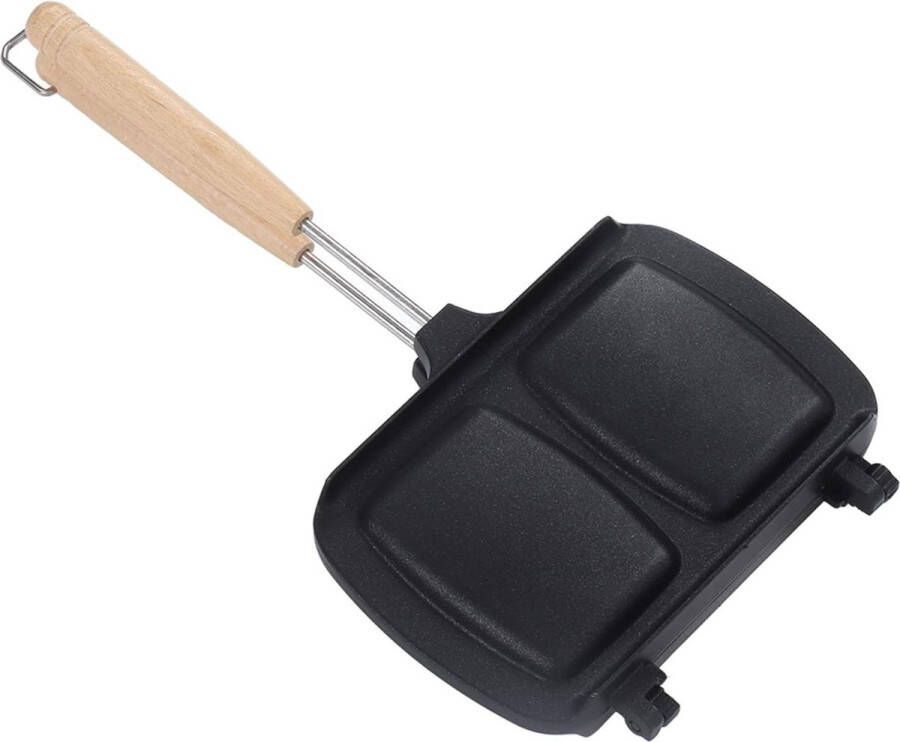 Dubbelzijdige Braadpan Anti-aanbak Aluminium Panini Maker Sandwich Pan met Handvat Afneembare Grillpan voor Ontbijt Toast Ei