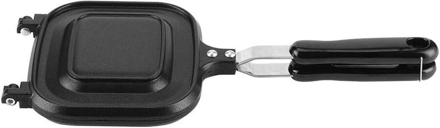 Dubbelzijdige Broodrooster Sandwichpan Ontbijt Maken Antiaanbaklaag 36.5 cm Zwart