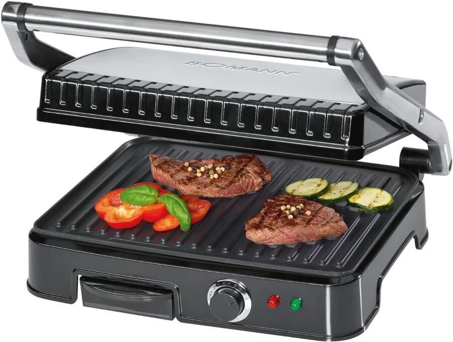 Dubbelzijdige Contactgrill voor Vetvrij Grillen Roestvrijstalen Grill met Antiaanbaklaag