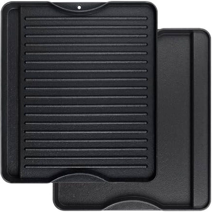 Dubbelzijdige Gietijzeren Bakplaat 34 x 40 cm Heavy Duty Grill-Bakplaat voor Koken