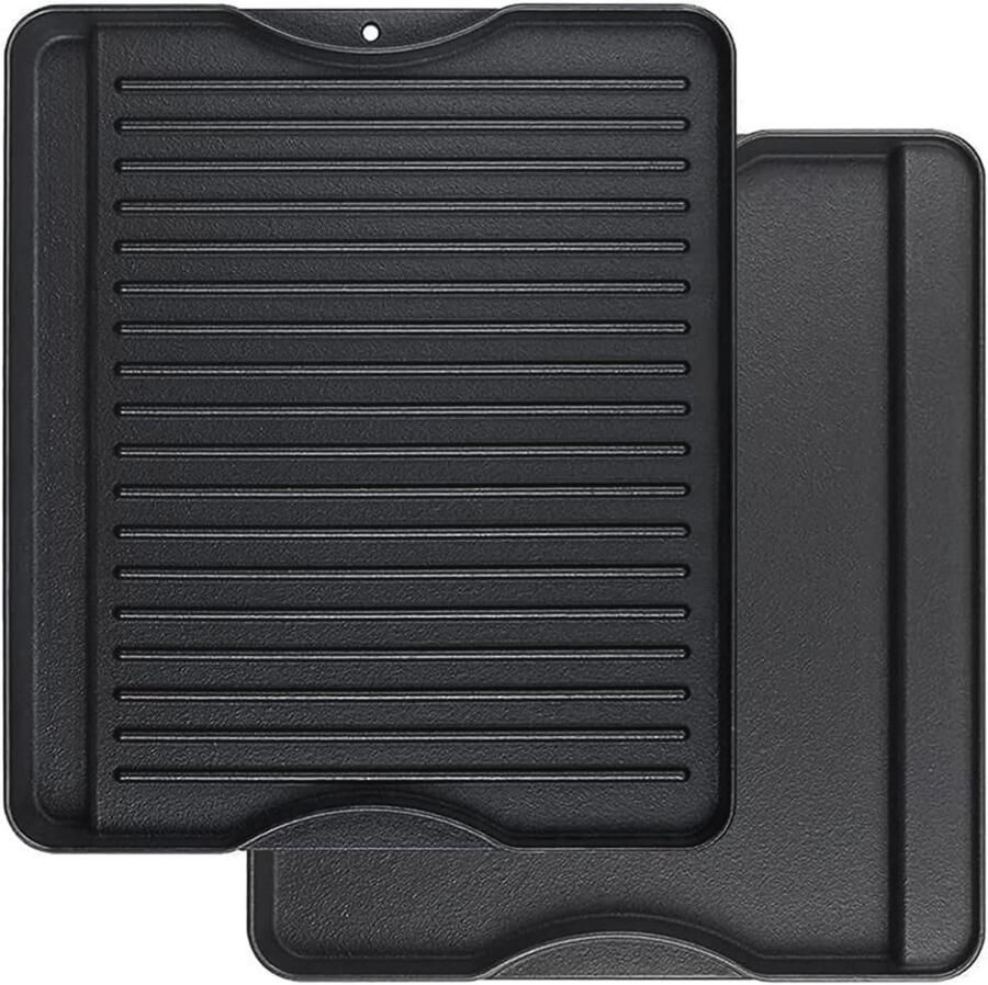 Dubbelzijdige Gietijzeren Bakplaat 34 x 40 cm Heavy Duty Grill-Bakplaat voor Koken