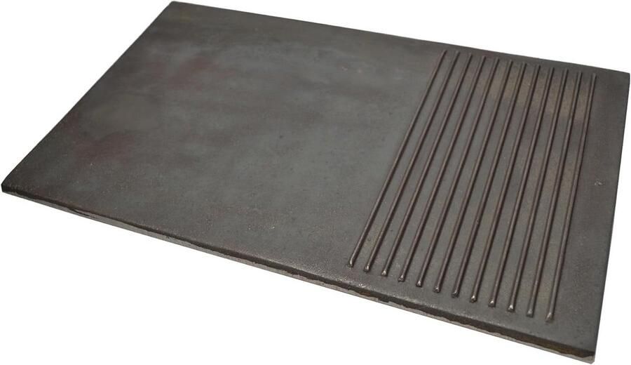 Dubbelzijdige Gietijzeren Grillplaat Geribbeld & Glad 50x30 cm Voor BBQ Oven en Houtkachel