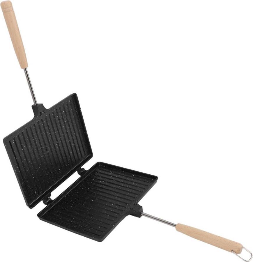 Dubbelzijdige grillpan voor sandwiches en panini's met antiaanbaklaag Braadpan sandwichmaker Flip-grillpan met anti-aanbaklaag
