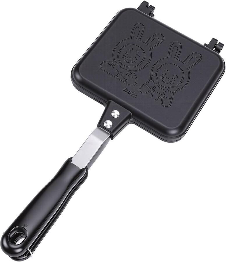 Dubbelzijdige Grill Panini Pers Sandwiches Maken Antiaanbaklaag 15.5 x 35.5 cm Zwart