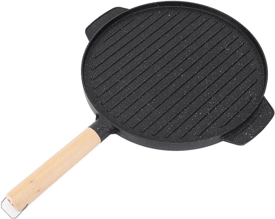Dubbelzijdige Grillpan Koekenpan Binnen Koken Anti-aanbak 20x13 cm Zwart