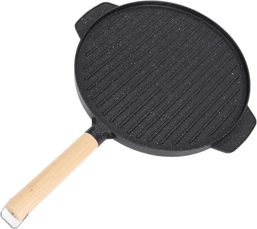 Dubbelzijdige Grillpan Omkeerbare Bakplaat Buiten Koken Rookarm Ontwerp 6.5 liter Grijs