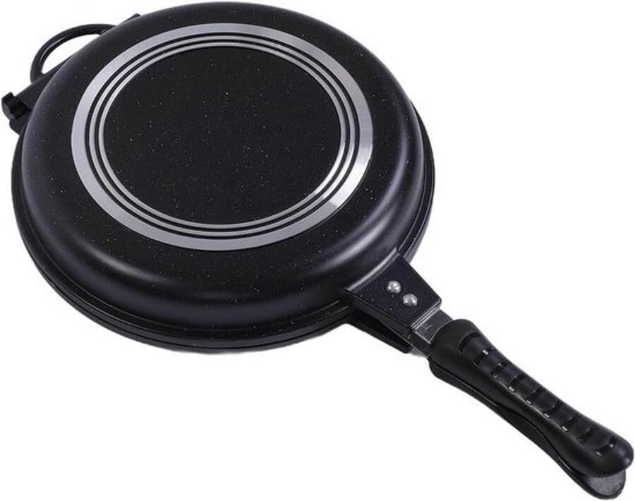 Dubbelzijdige Grillpan Omkeerbare Kookpan Binnen en Buiten Koken Gelijkmatige Warmteverdeling 107 Liter Zwart