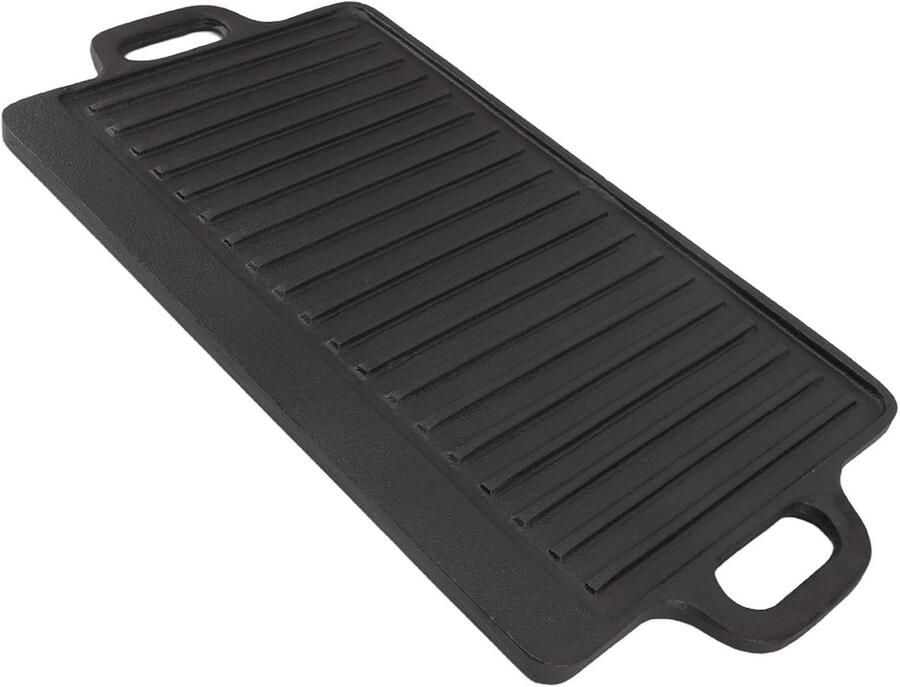 Dubbelzijdige Grillplaat Bakplaat IJzer Buiten Koken Omkeerbaar Ontwerp 46 x 25 cm Zwart