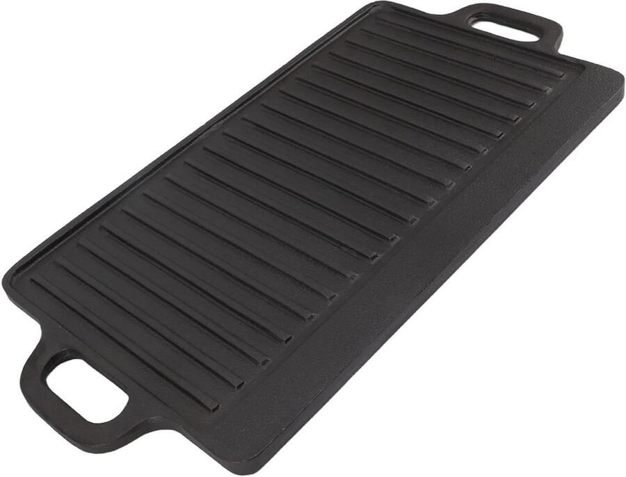 Dubbelzijdige Grillplaat Bakplaat Koken op Gas Snel en Gelijkmatig 46 x 25 cm Zwart