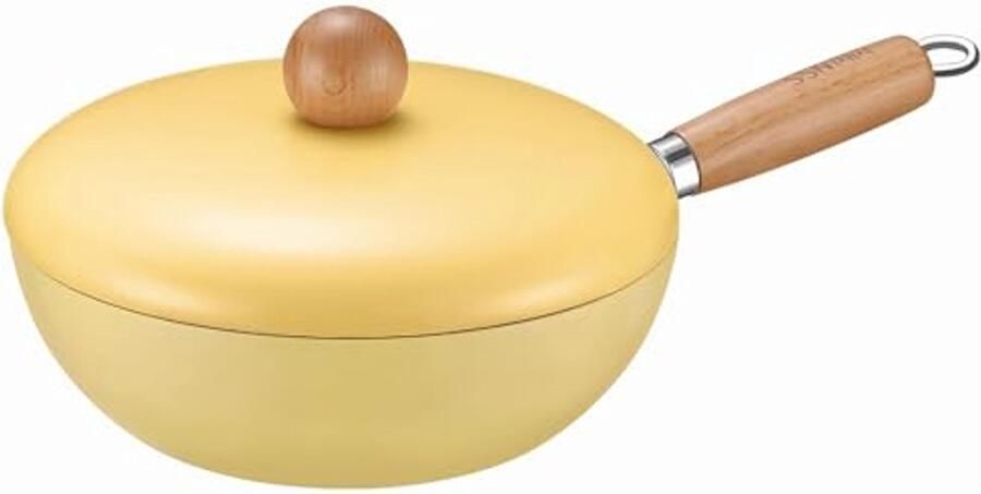 Dubbelzijdige keramische coating mini-wok 24 cm Antiaanbakpan in geel voor stijlvol koken